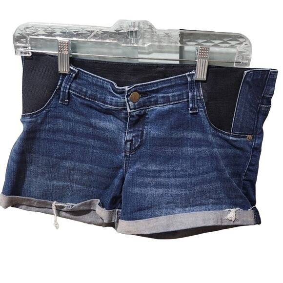 *5‎ for $25* Isabel Maternity Midi Blue Jean Shorts Size 6 - Picture 1 of 6